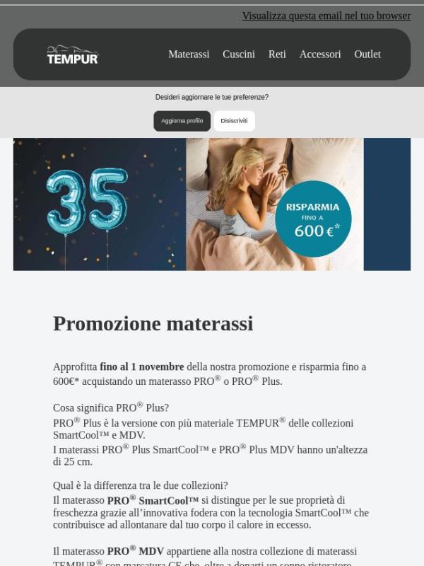 Risparmia fino a 600 € con la nostra promo materassi!