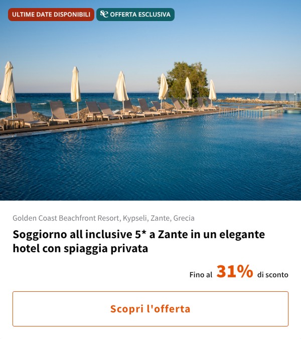Soggiorno all inclusive 5* a Zante in un elegante hotel con spiaggia privata