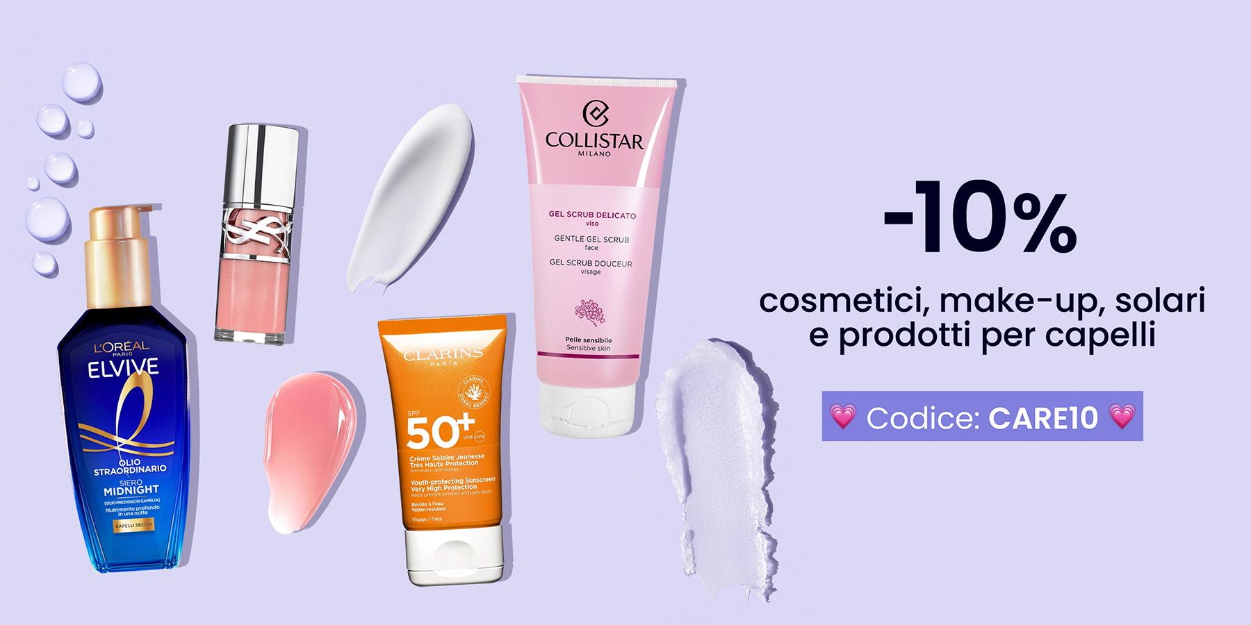 ☀️ -10% su cosmetici, make-up, solari e prodotti per capelli