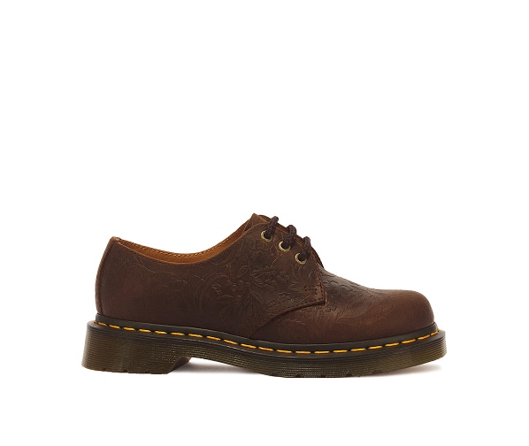 SCARPE 1461 A 3 OCCHIELLI IN PELLE CRAZY HORSE CON MOTIVO FLOREALE IN RILIEVO