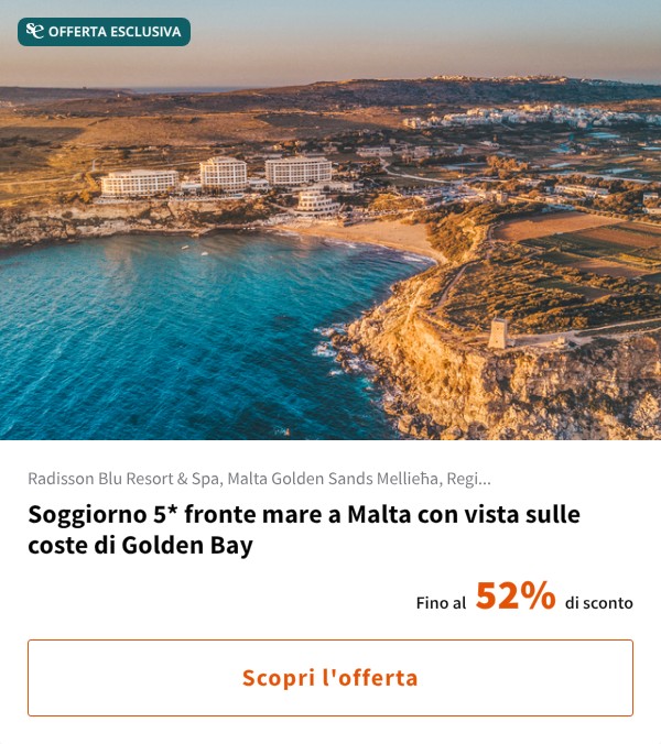 Soggiorno 5* fronte mare a Malta con vista sulle coste di Golden Bay