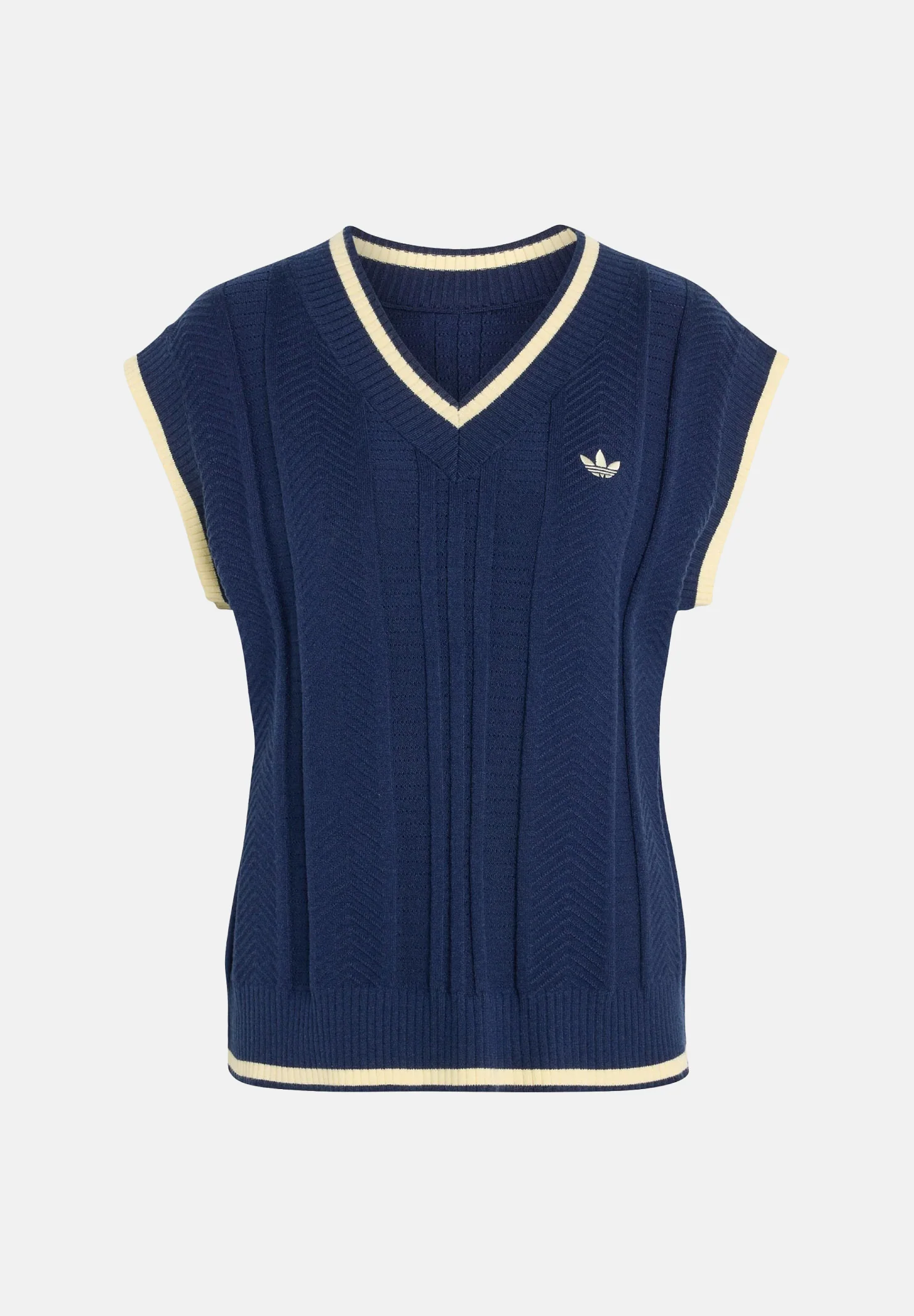Image of ADIDAS ORIGINALS Gilet CABLE KNIT indigo blu notte da donna con motivo a trecce