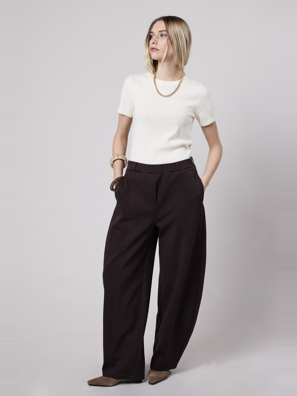 Pantalone Barrel in Interlock Wood