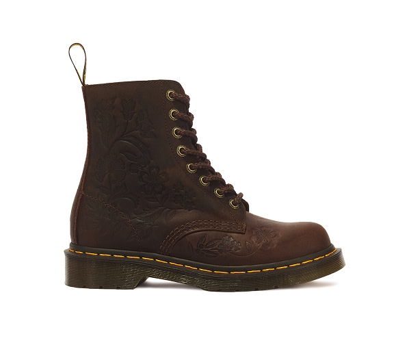 STIVALI 1460 PASCAL A 8 OCCHIELLI IN PELLE CRAZY HORSE CON MOTIVO FLOREALE IMPRESSO