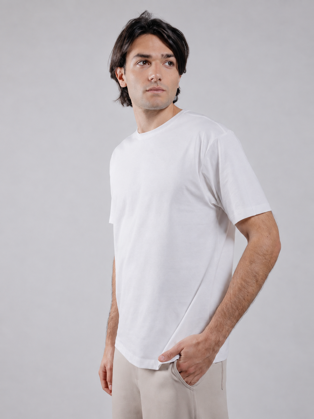 T-Shirt Girocollo in Jersey Off White