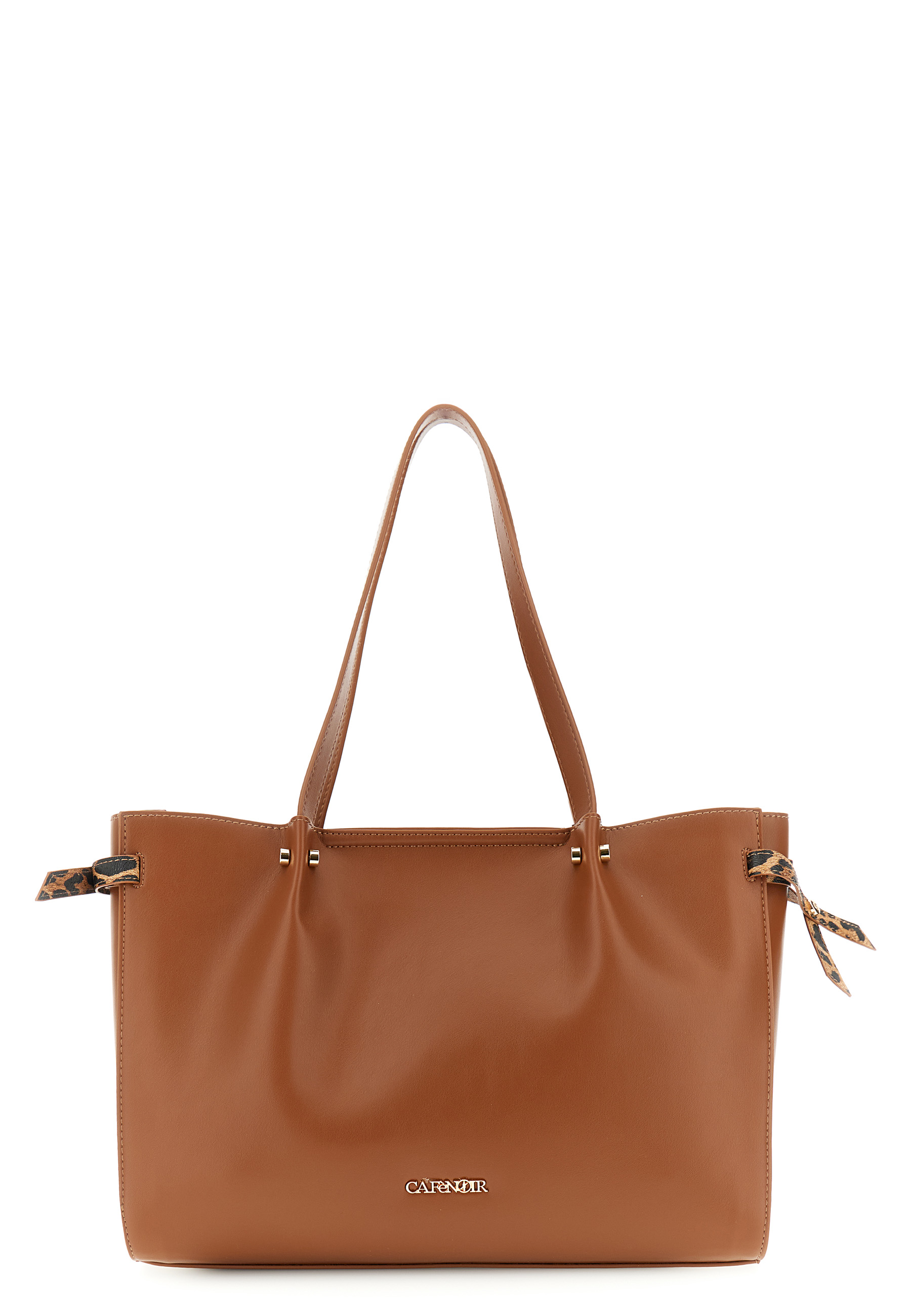 Image of shopping bag effetto pelle con dettaglio di piega all'attacco cuoio