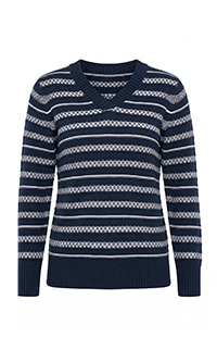Maglione, righe, scollo a V, maniche lunghe, cotone biologico – scopri ora