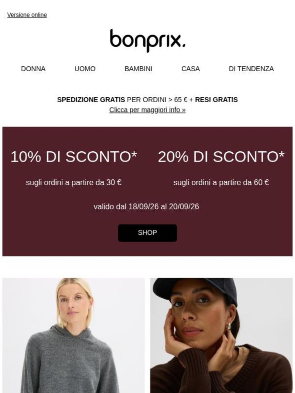 Approfittane: 10% o 20% di sconto