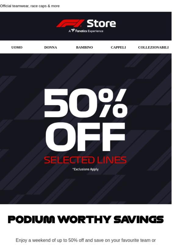 Enjoy up to 50% off this weekend!