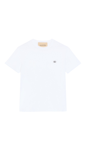 Valentino Cotton T-Shirt With VLogo Embroidery