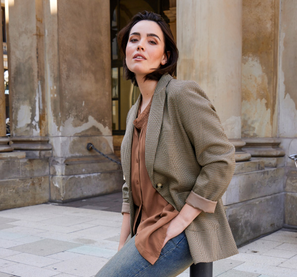Blazer elegante a motivo pied de poule