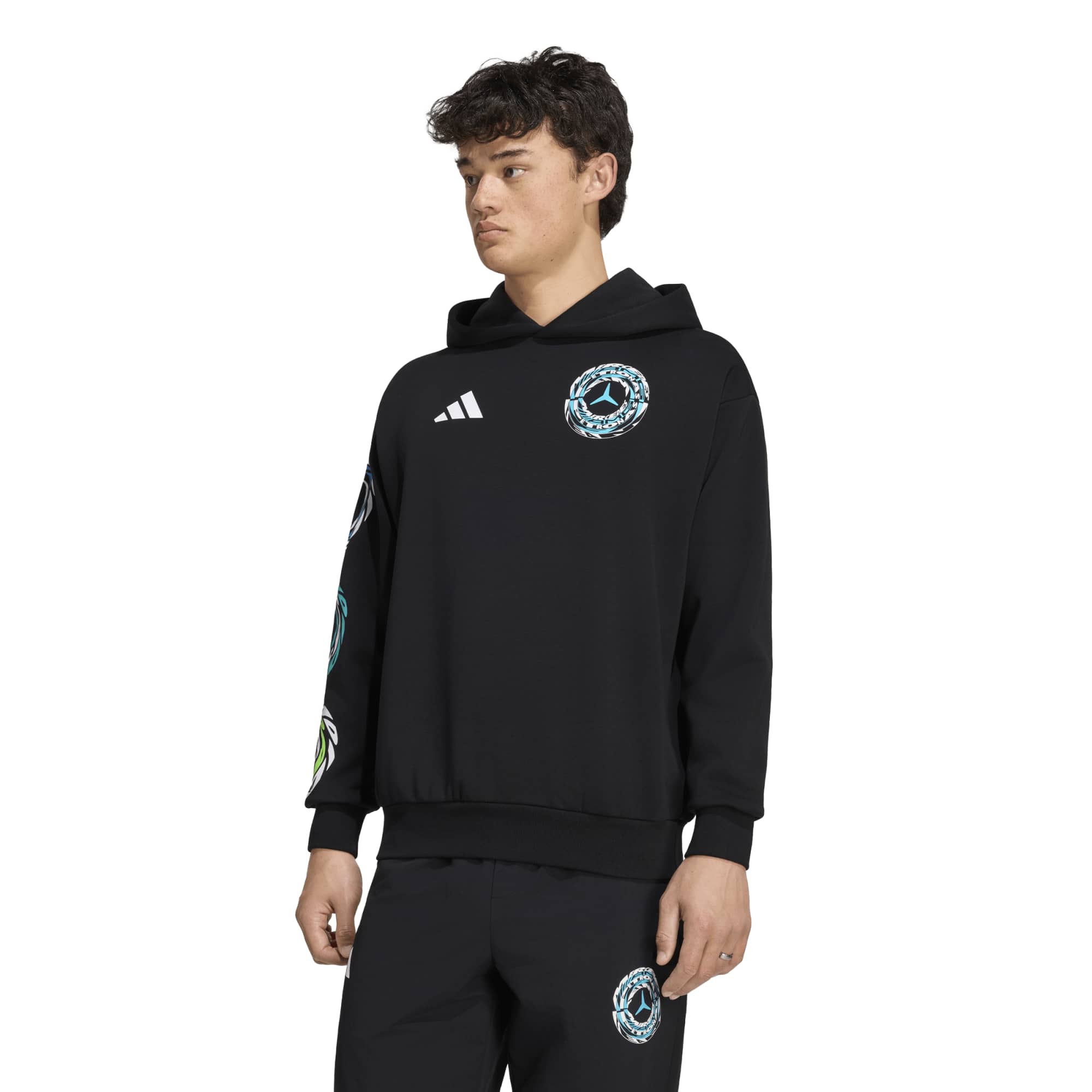 Felpa con cappuccio Mercedes AMG Petronas adidas F1 Lights On - Nera