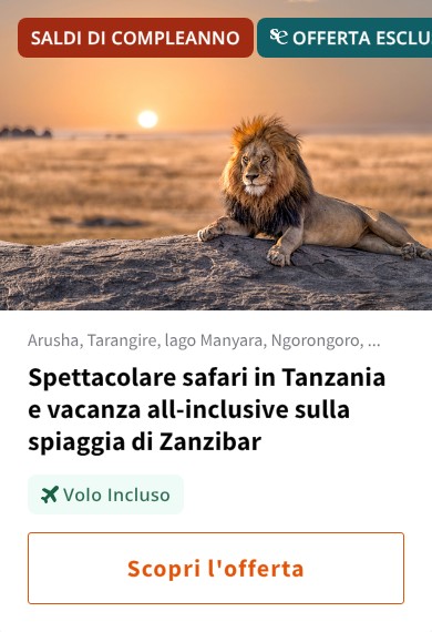 Spettacolare safari in Tanzania e vacanza all-inclusive sulla spiaggia di Zanzibar