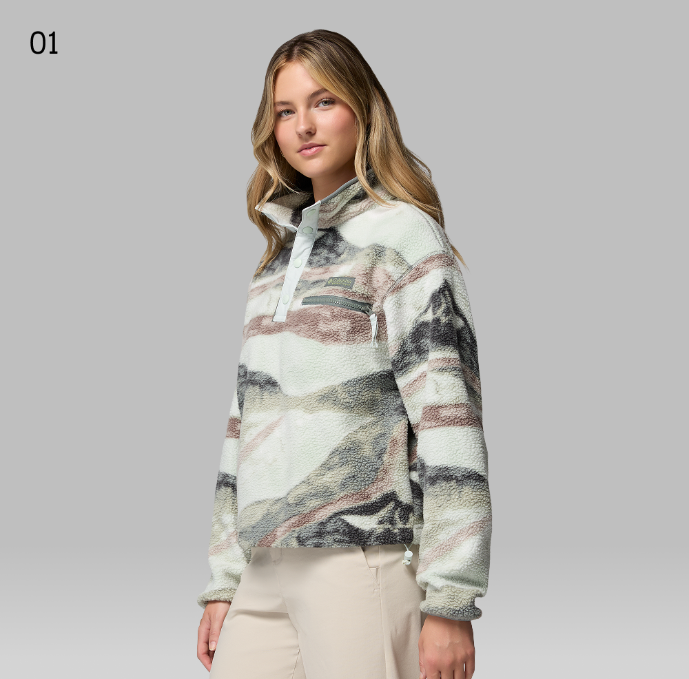 Pile cropped stampato con abbottonatura corta a pressione Helvetia™ II da donna