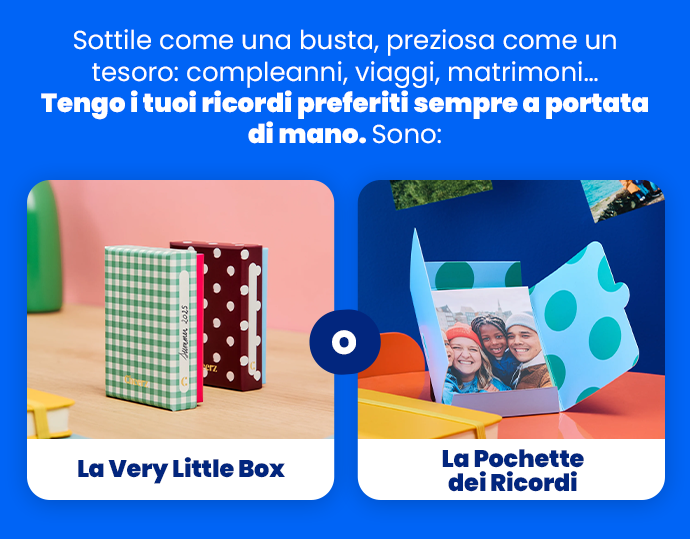 Sottile come una busta, preziosa come un tesoro: compleanni, viaggi, matrimoni… Tengo i tuoi ricordi preferiti sempre a portata di mano.
