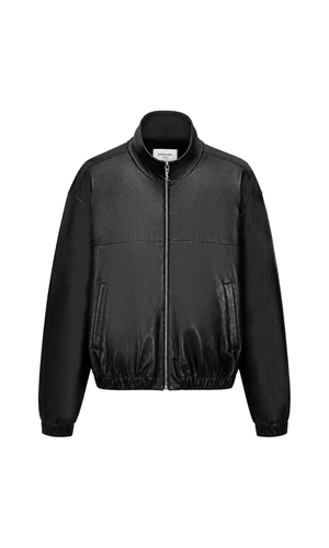 Leather bomber jacket