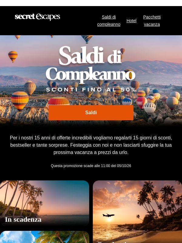Saldi di compleanno - 15 giorni di sconti