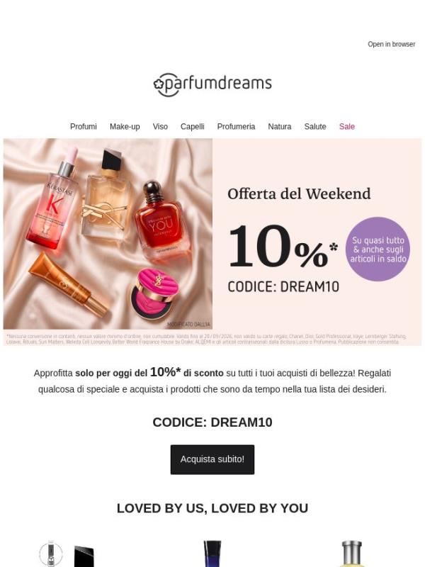 10%* di sconto per il tuo weekend di bellezza! 🛍️