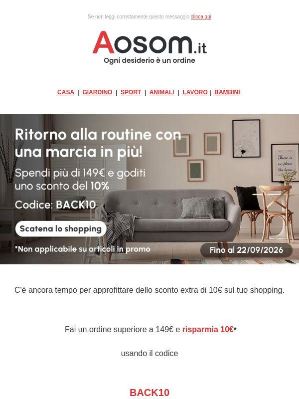 Non perdere l'extra sconto di 10€