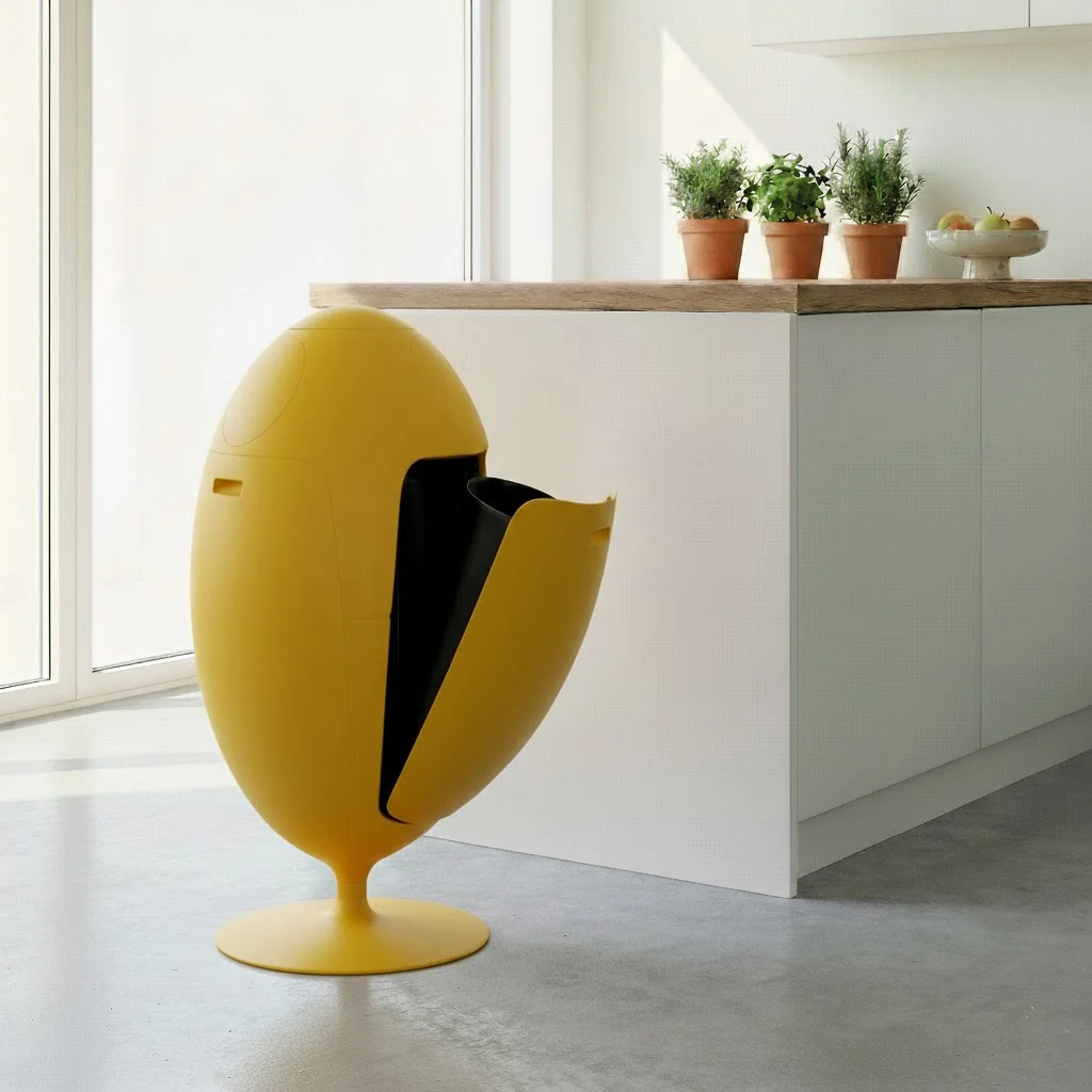 Image of Ovetto Galà Giallo Opaco - Pattumiera di design per la raccolta differenziata