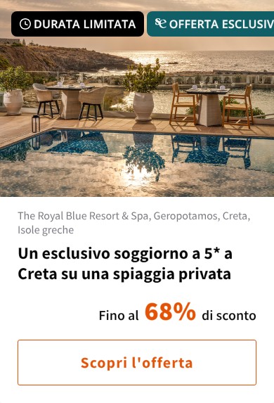 Un esclusivo soggiorno a 5* a Creta su una spiaggia privata
