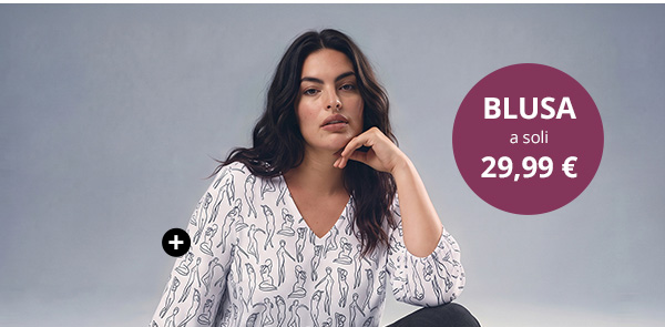 Blusa con motivo astratto e scollo a V