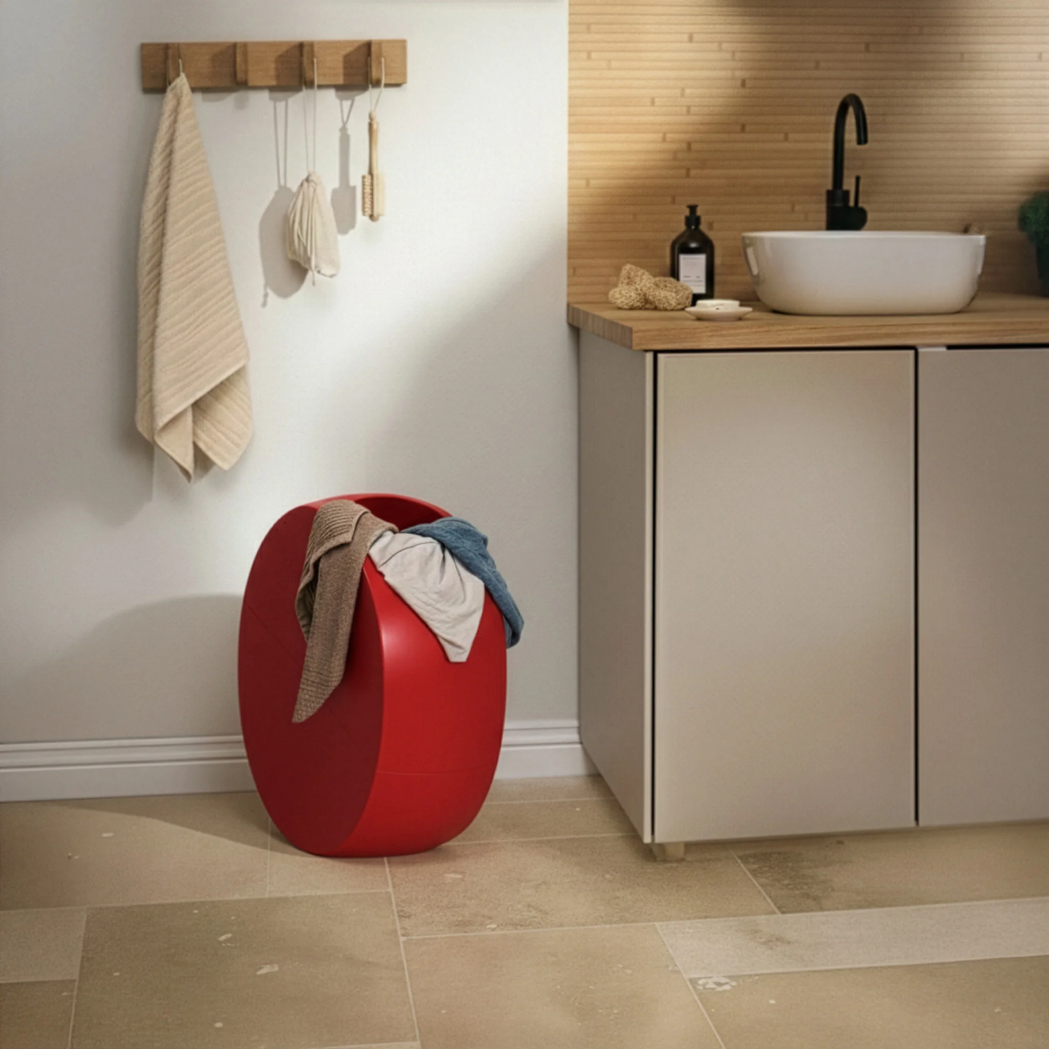 Image of Buc Rosso - Cesto portabiancheria di design