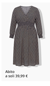 Vestito nero con pois bianchi e maniche a 3/4