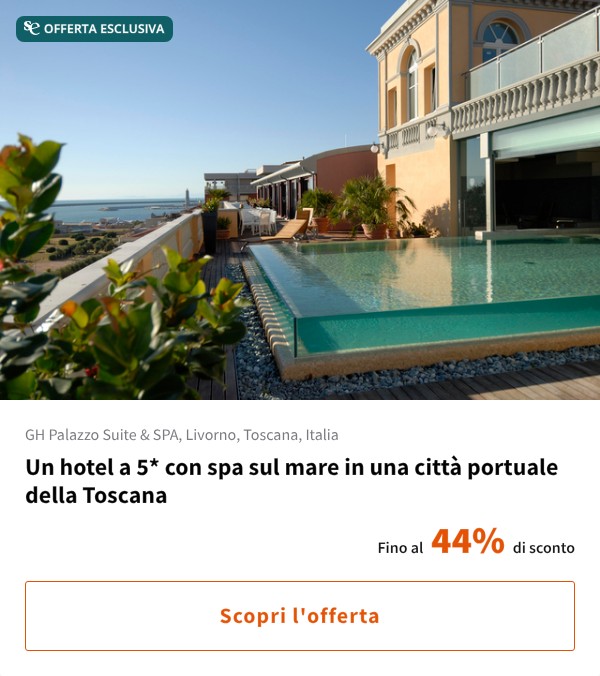 Un hotel a 5* con spa sul mare in una città portuale della Toscana