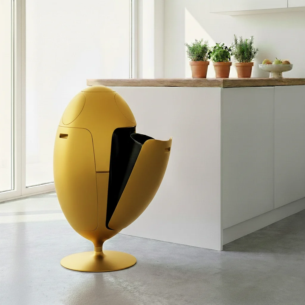 Image of Ovetto Metal Oro - Pattumiera di design per la raccolta differenziata