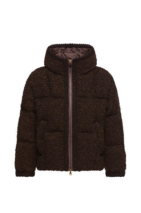 Cardigan in jacquard con zip e paillette