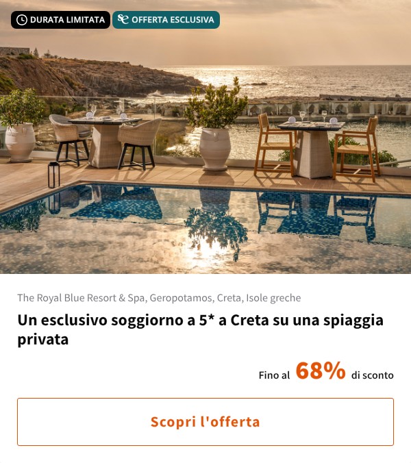 Un esclusivo soggiorno a 5* a Creta su una spiaggia privata