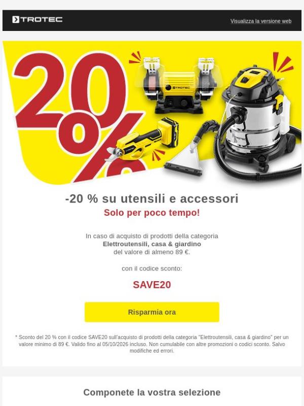 💥 -20 % su utensili e accessori