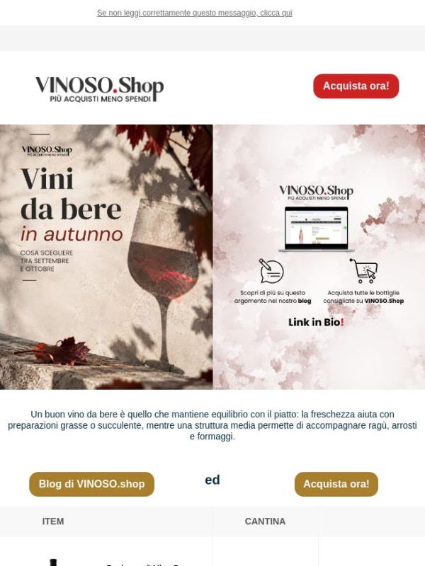 😍 VINOSO | Tra settembre e ottobre scegli un buon vino da bere.