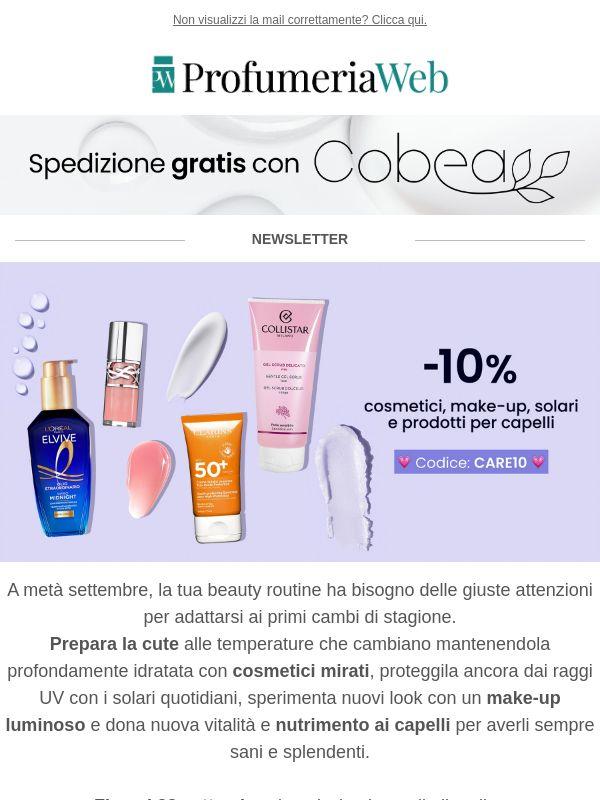 ☀️ Ancora poche ore: -10% su cosmetici, make-up, solari e prodotti per capelli