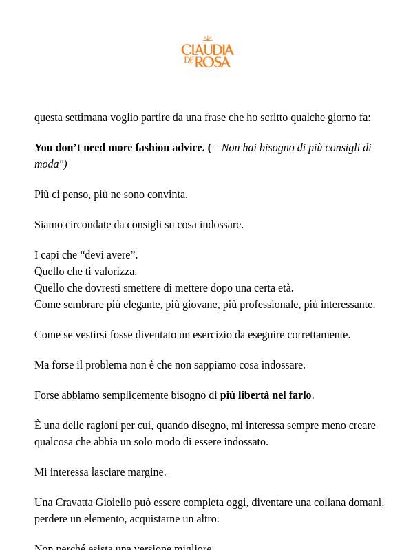 Forse non ti serve un altro consiglio di moda..