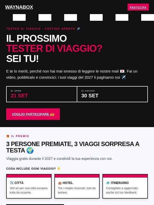TESTER DI VIAGGIO CERCASI ✈