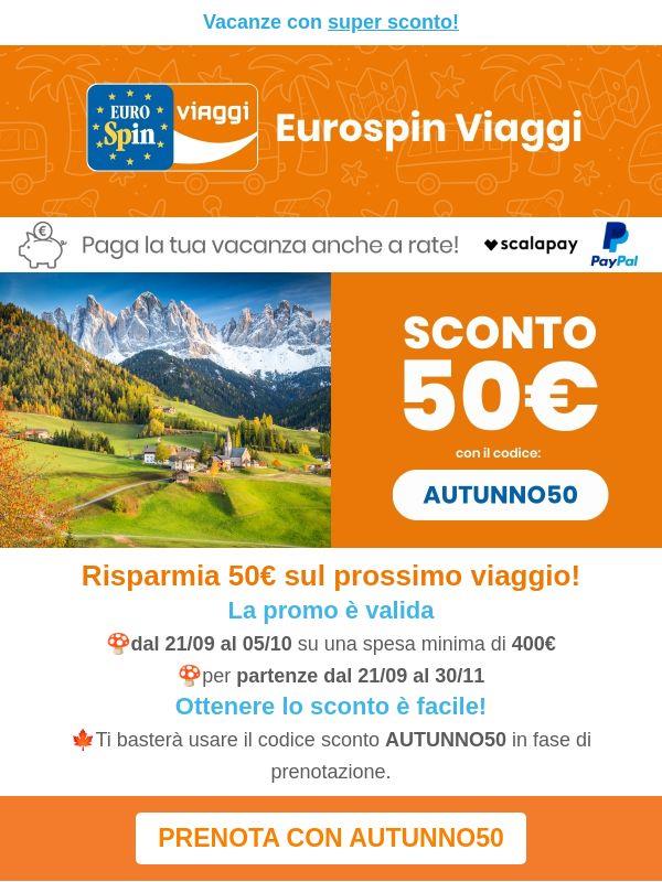 Parti e spendi meno! 50€ di sconto per te🤩