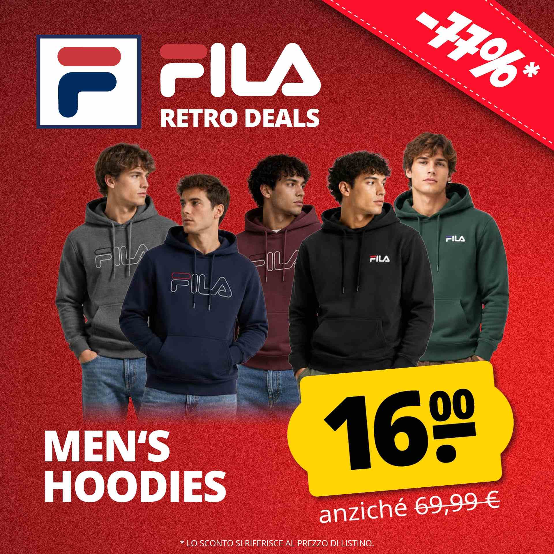 fila sandro retro felpa cappuccio uomo felpa con cappuccio