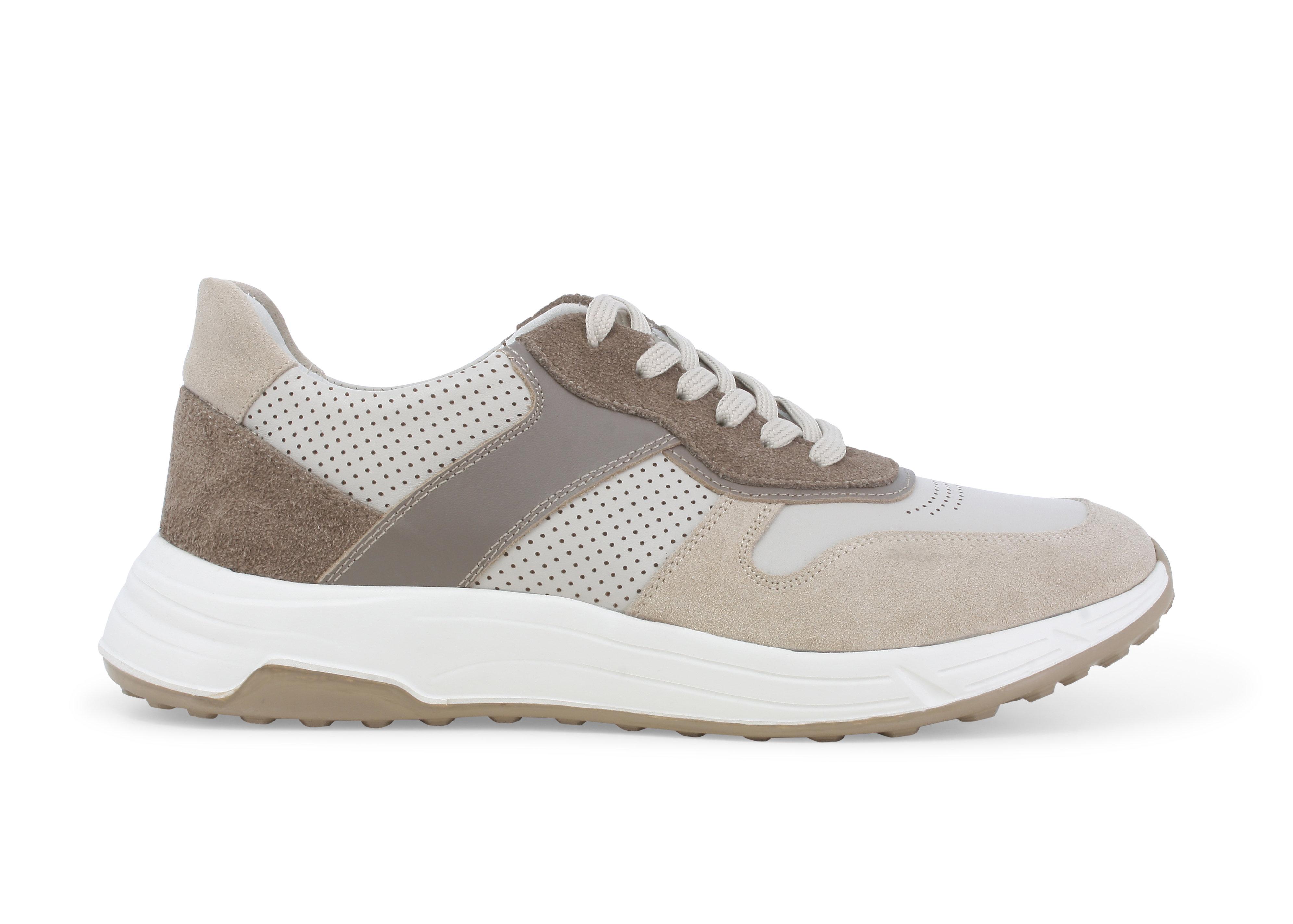 Sneaker uomo in camoscio beige e pelle tecnica u56034q