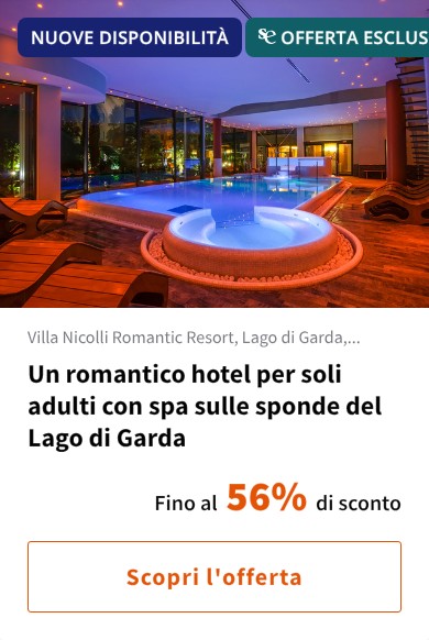 Un romantico hotel per soli adulti con spa sulle sponde del Lago di Garda