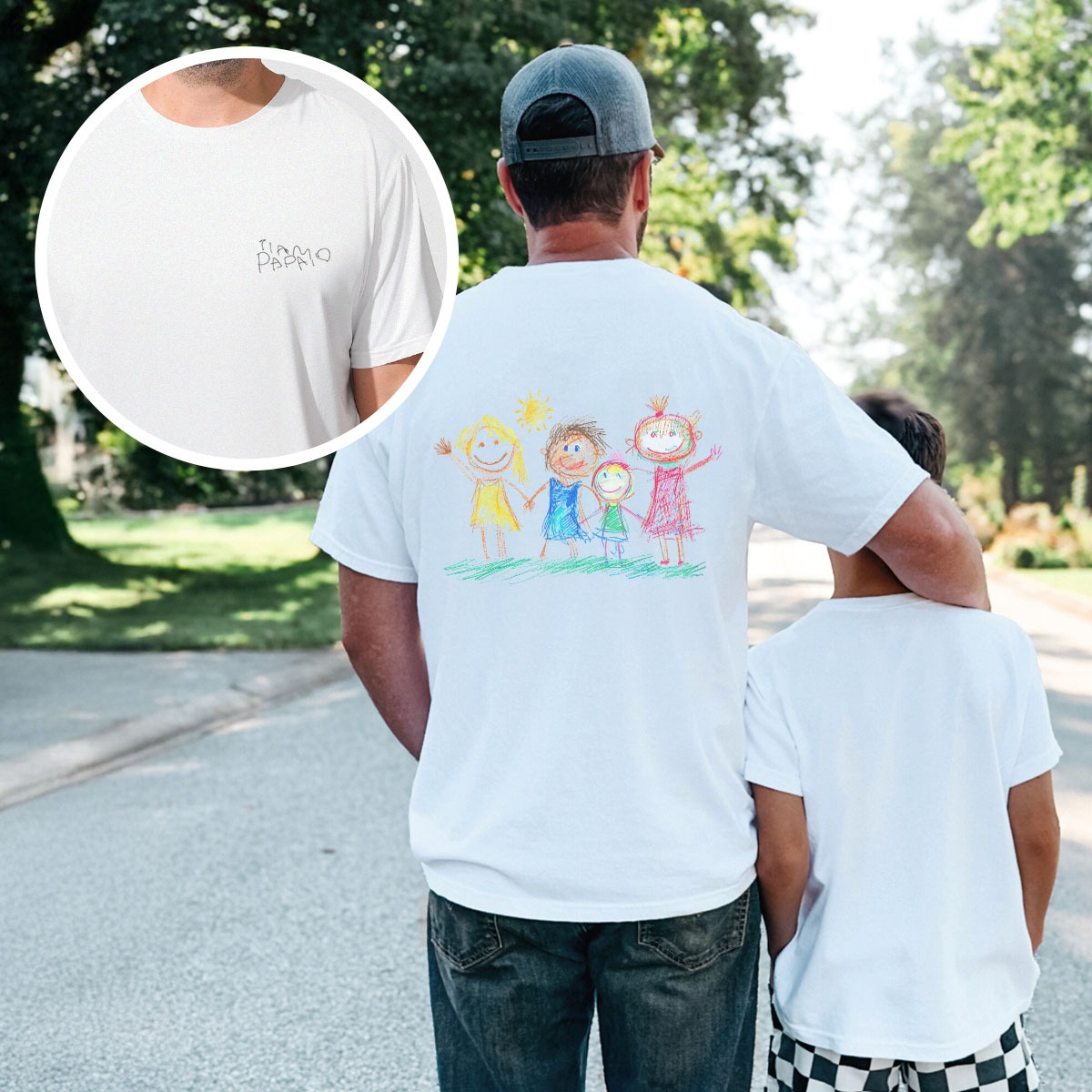 Image of Maglietta Personalizzata con Disegno dei Bambini fronte e retro