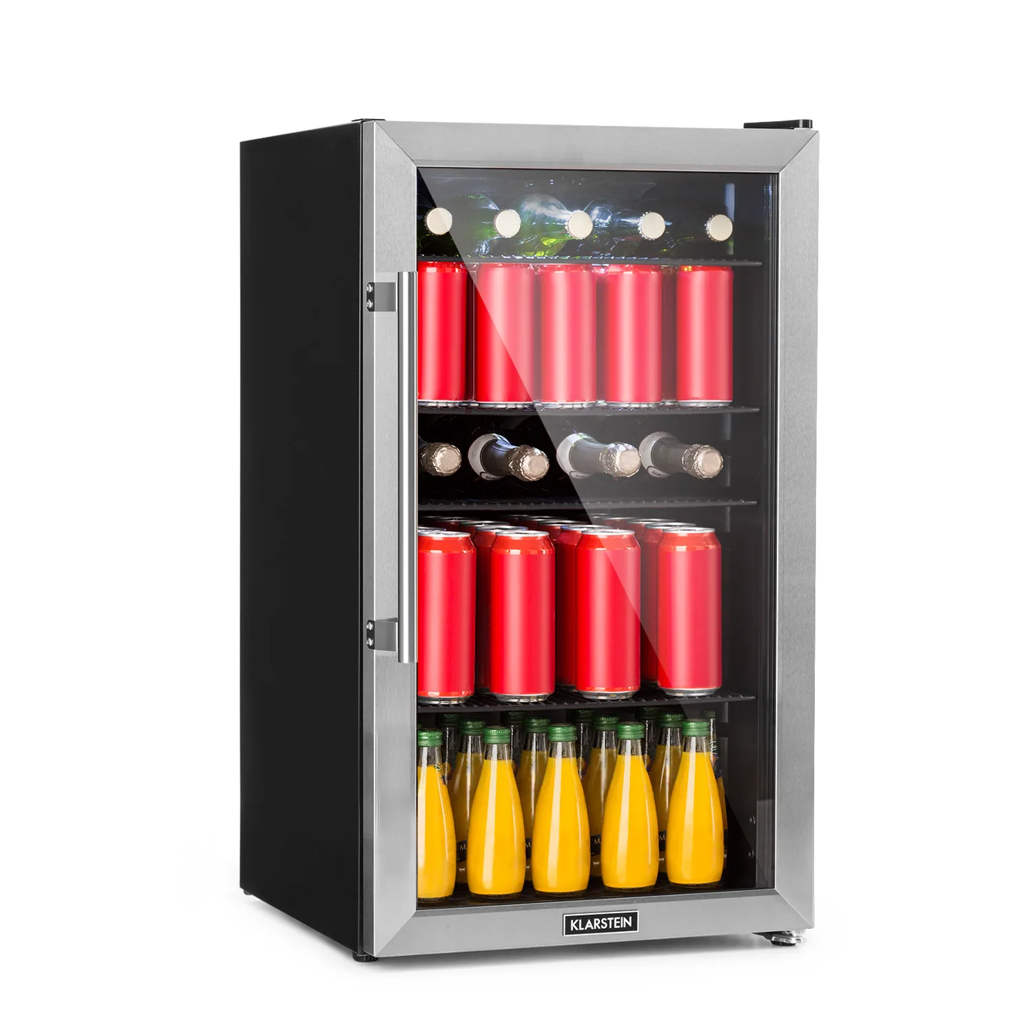 Beersafe 3XL - Frigorifero, 98 litri, 4 ripiani, sportello panoramico in vetro, acciaio inox