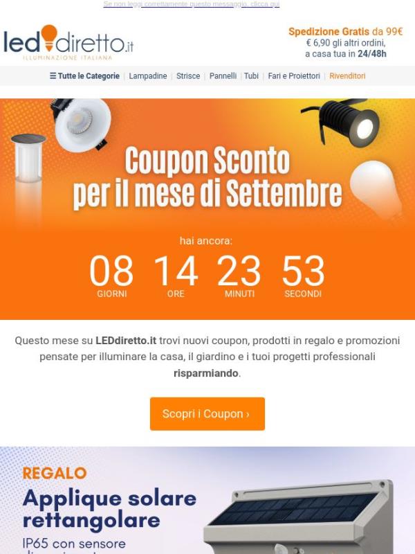 🏷️ Coupon di Settembre: Regali, Sconti e Spedizione Gratuita