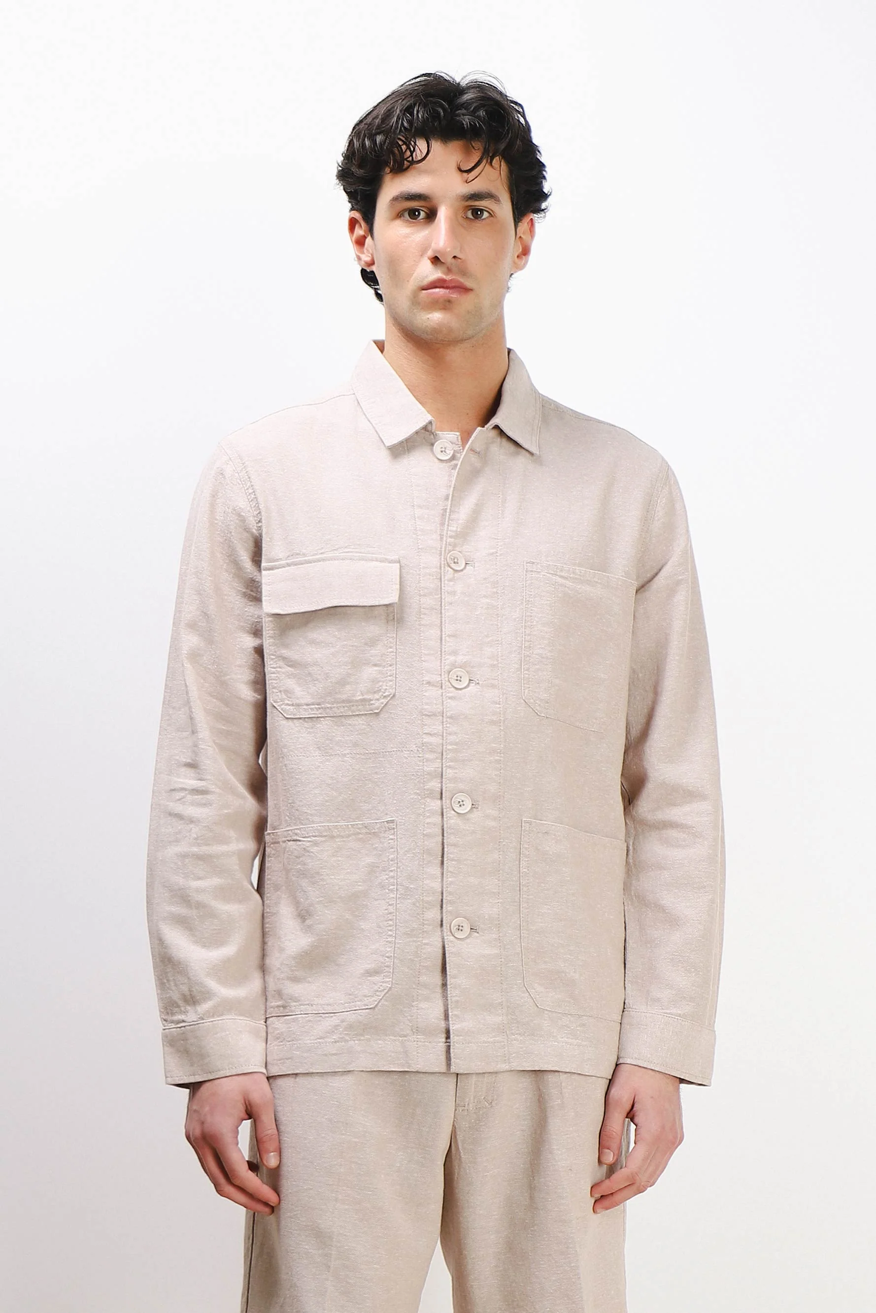 Image of OVERSHIRT IN MISTO LINO 
