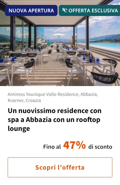 Un nuovissimo residence con spa a Abbazia con un rooftop lounge