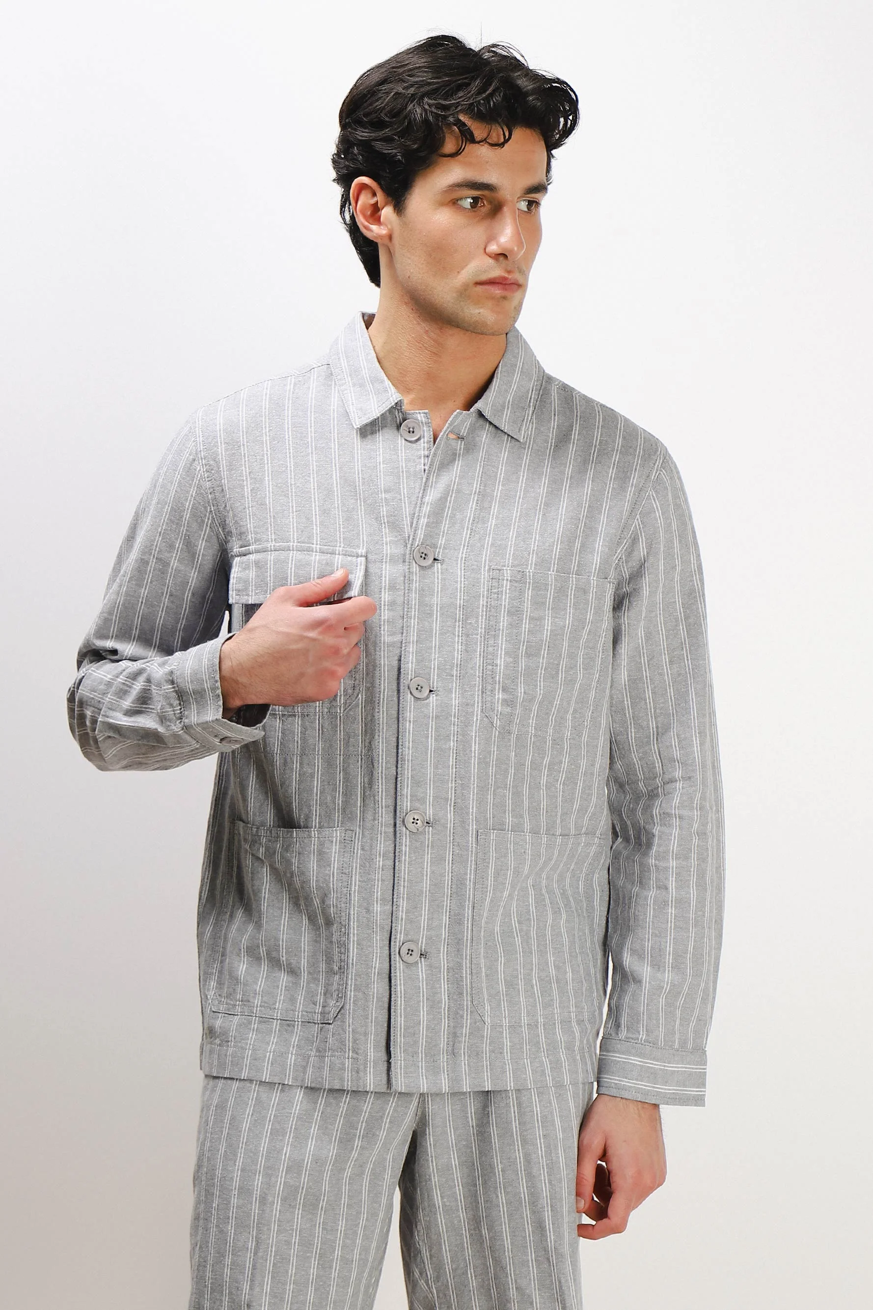 Image of OVERSHIRT IN MISTO LINO