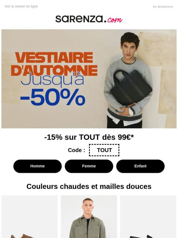 🍂 -15% supp sur TOUT dès 99€*