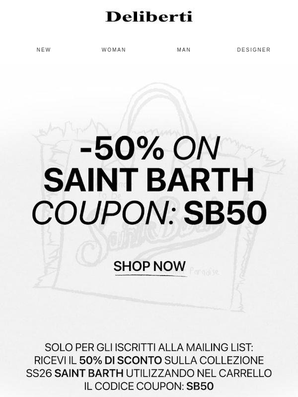 Solo per la newsletter: -50% sulle borse Saint Barth della SS26, coupon SB50