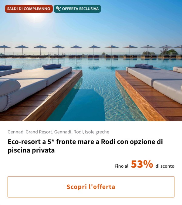 Eco-resort a 5* fronte mare a Rodi con opzione di piscina privata